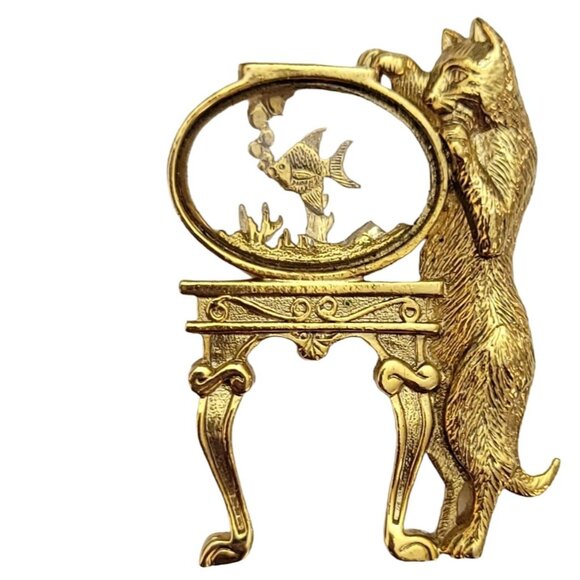 1928 Brand Cat Fish Bowl Pin Brooch K128 - Picture 10 of 10